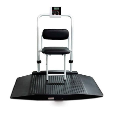 Rice Lake Weighing Systems Rice Lake 350-10-4 Dual-Ramp Wheelchair Scale with Seat & Handrail, 1000 lb x 0.2 lb 141448
